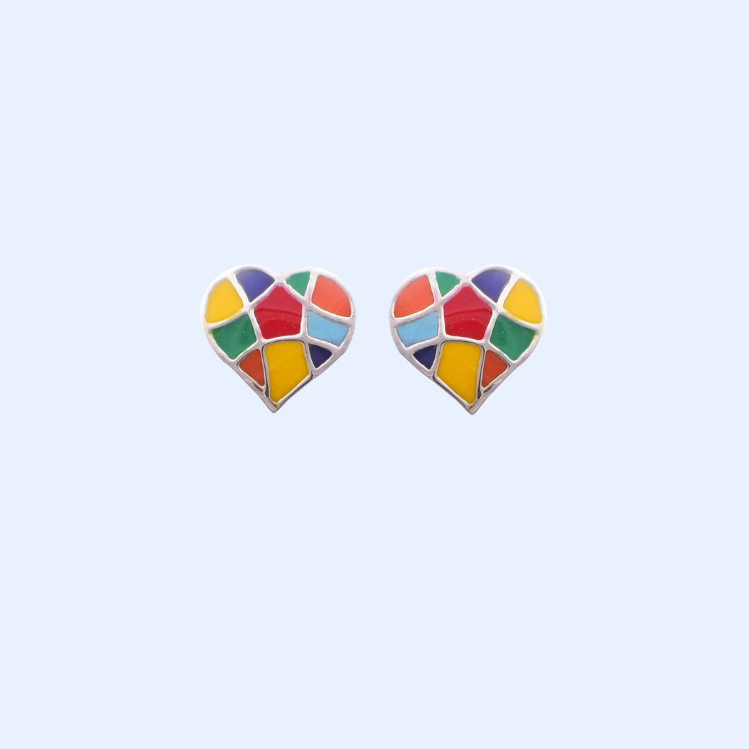 Abstract Multicoloured Heart Earrings