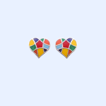 Abstract Multicoloured Heart Earrings