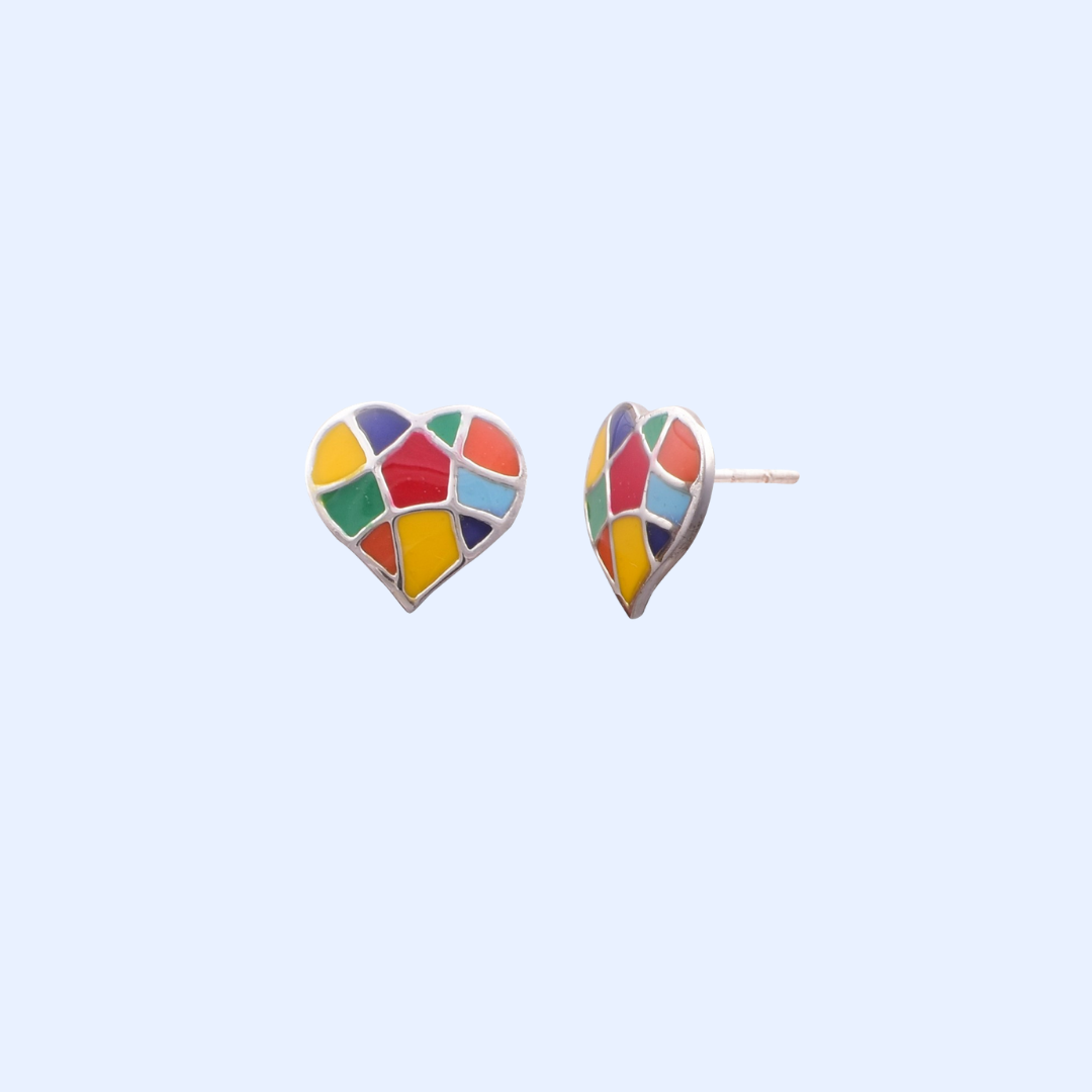 Abstract Multicoloured Heart Earrings