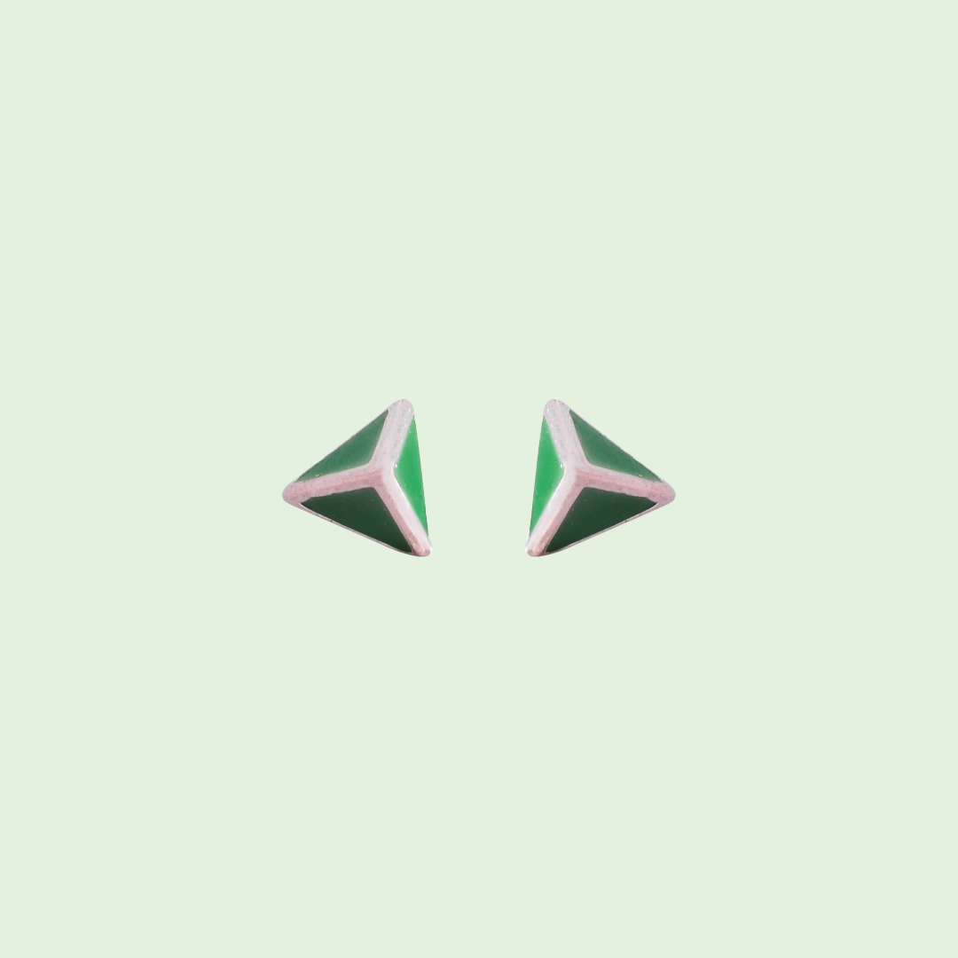 Green Pyramid Earrings