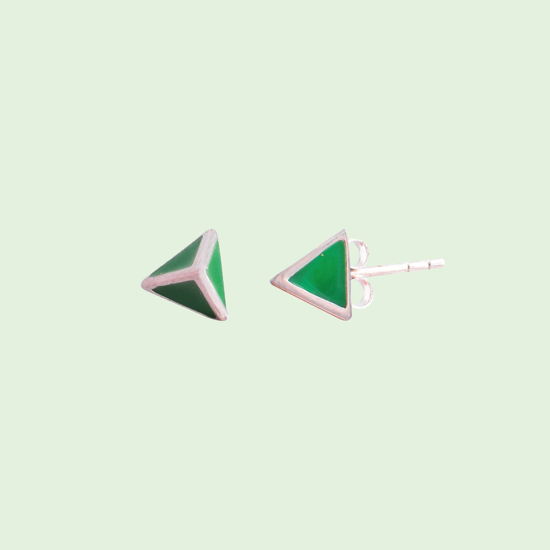 Green Pyramid Earrings