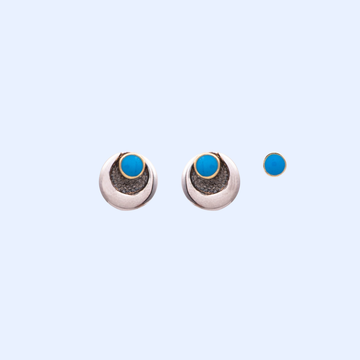 Silver and Blue Round Earrings