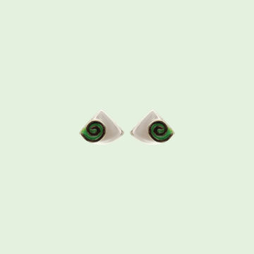 Triangle Earrings with Green Swirl