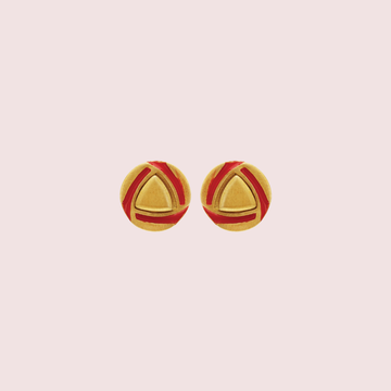 Red and Gold Round Earrings