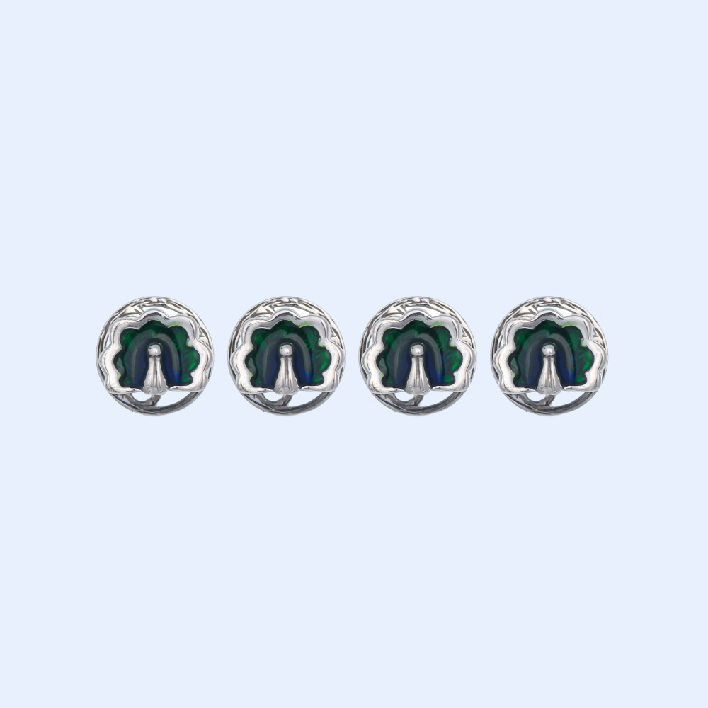 Green Peacock Kurta Buttons