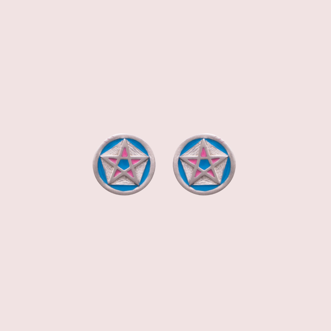 Blue Star Enamelled Earrings