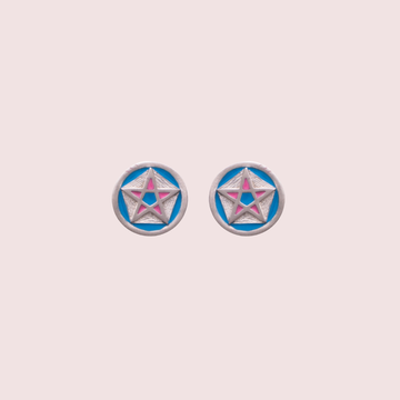 Blue Star Enamelled Earrings