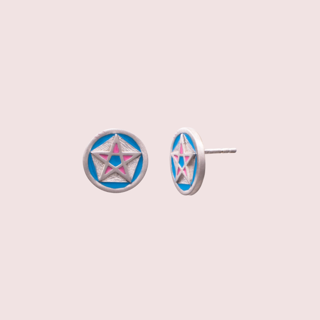 Blue Star Enamelled Earrings