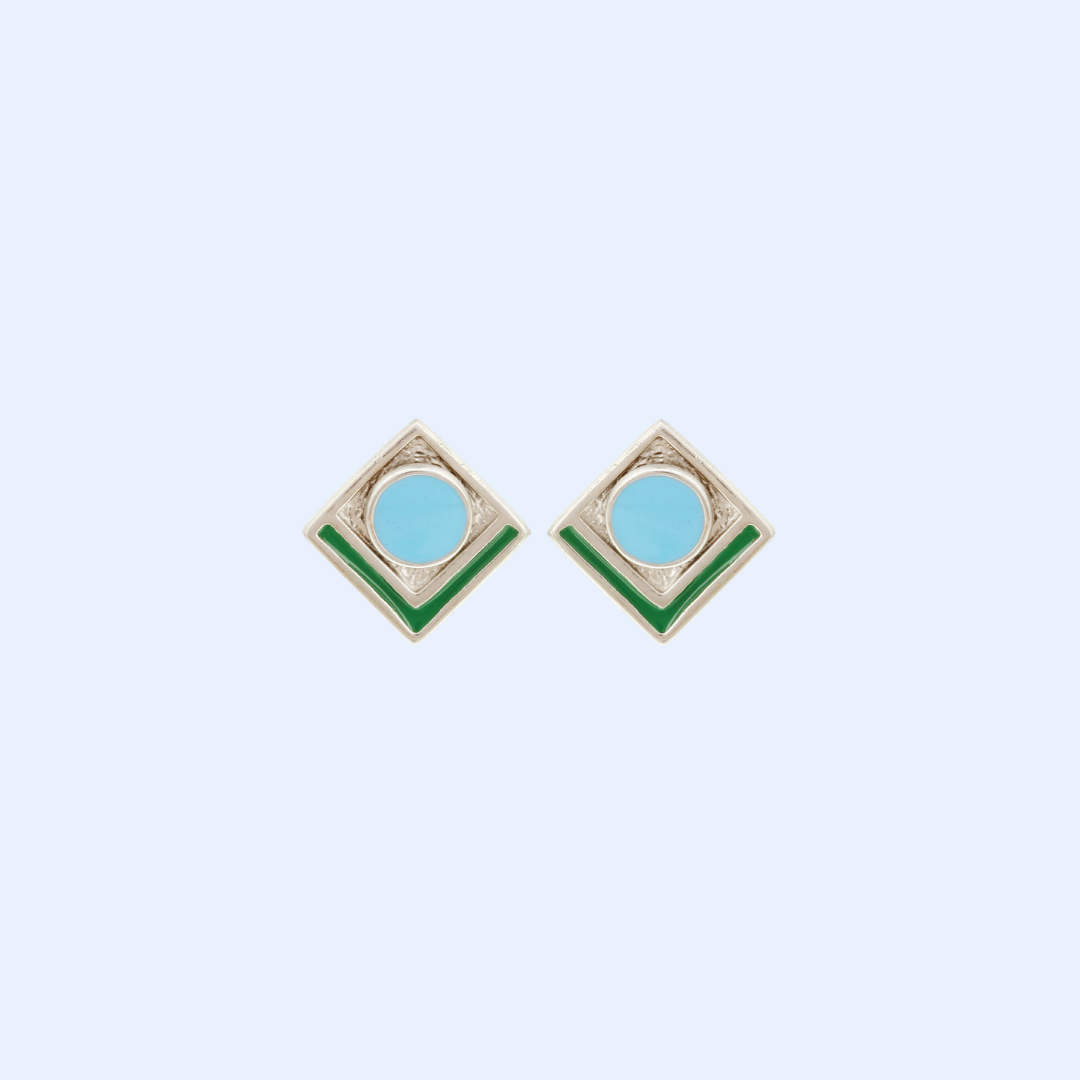 Light Blue Square Earrings