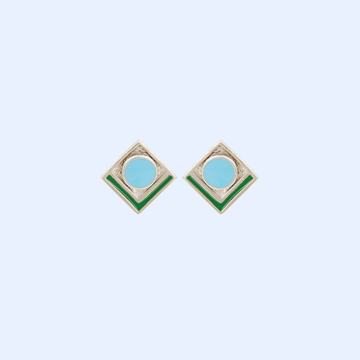 Light Blue Square Earrings