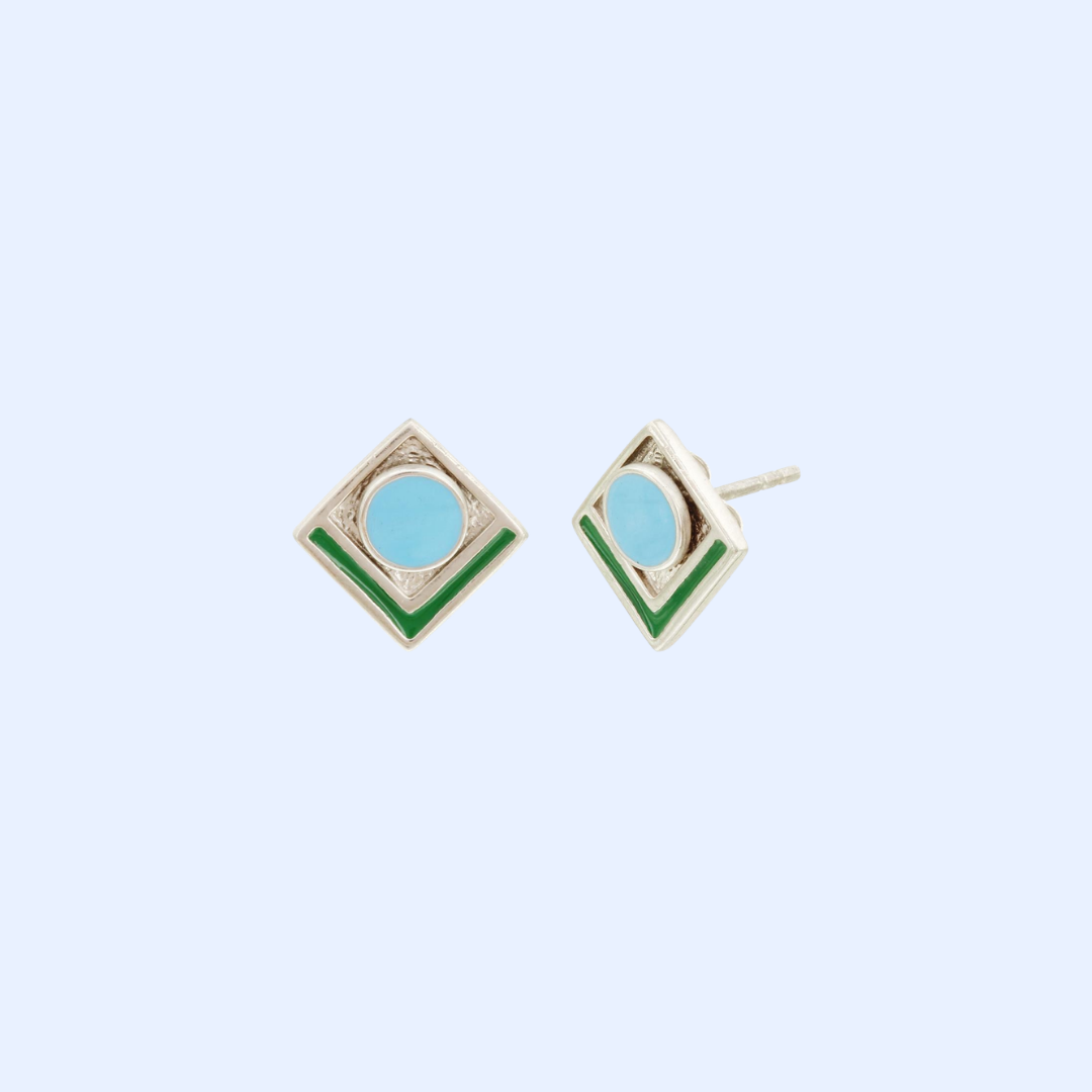 Light Blue Square Earrings