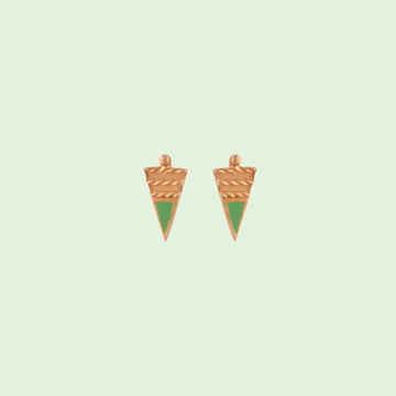 Triangle gold earrings with enamel