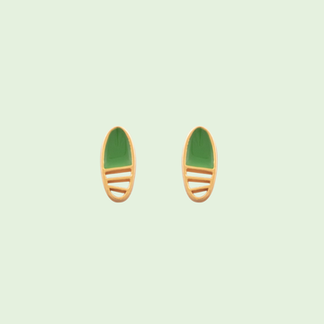 Green Enamel Oval Earrings