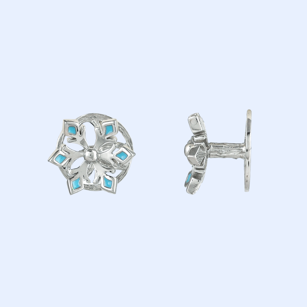 Blue Snow Flakes Kurta Buttons
