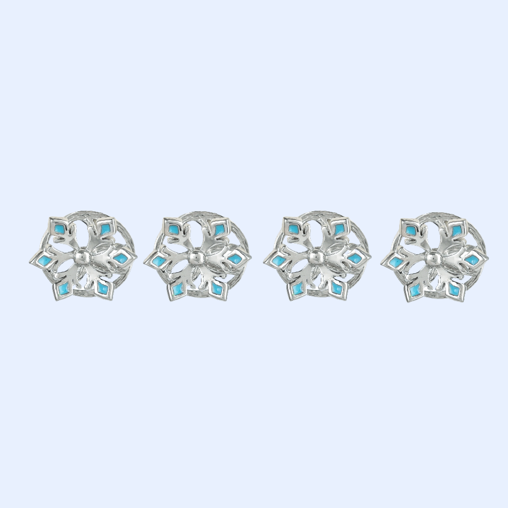 Blue Snow Flakes Kurta Buttons