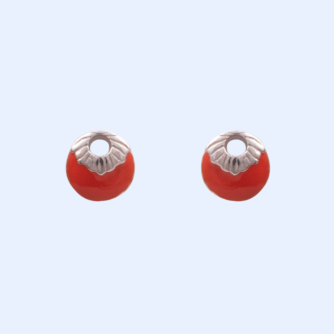 Red Enamel Round Earrings