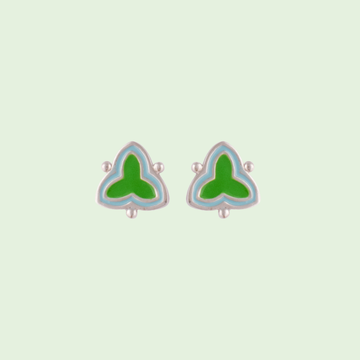 Abtract Triangle with Green Enamel Earrings