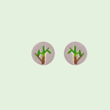 Bamboo Enamel Round Earrings