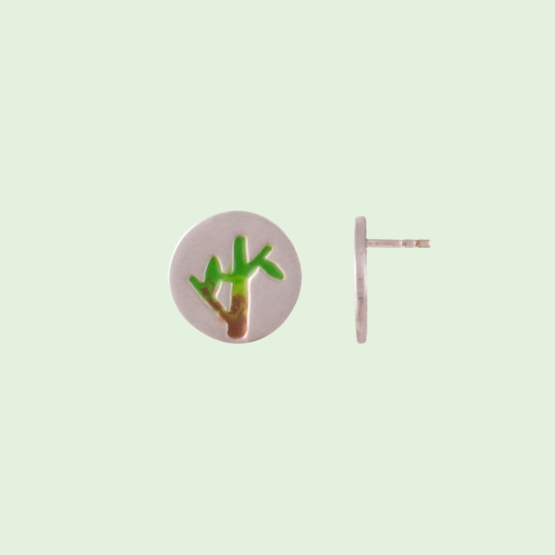 Bamboo Enamel Round Earrings
