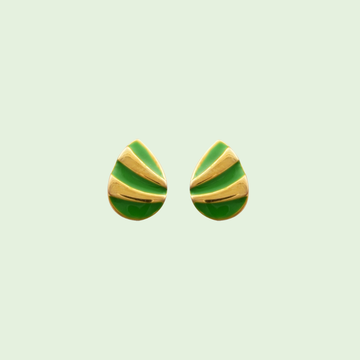 Green and Gold Pear Earrings