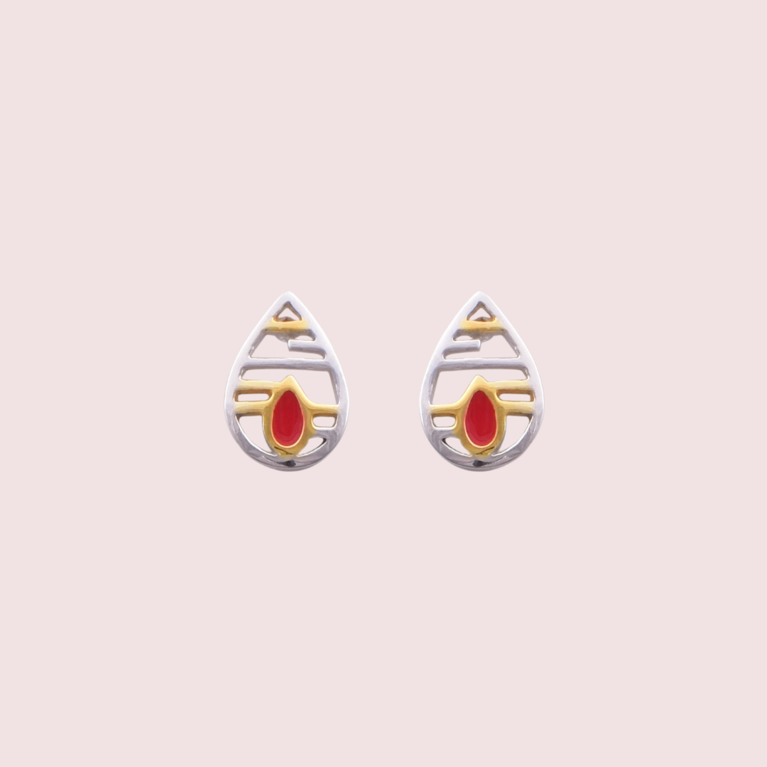 Silver and Gold Pear Shaped Earrings