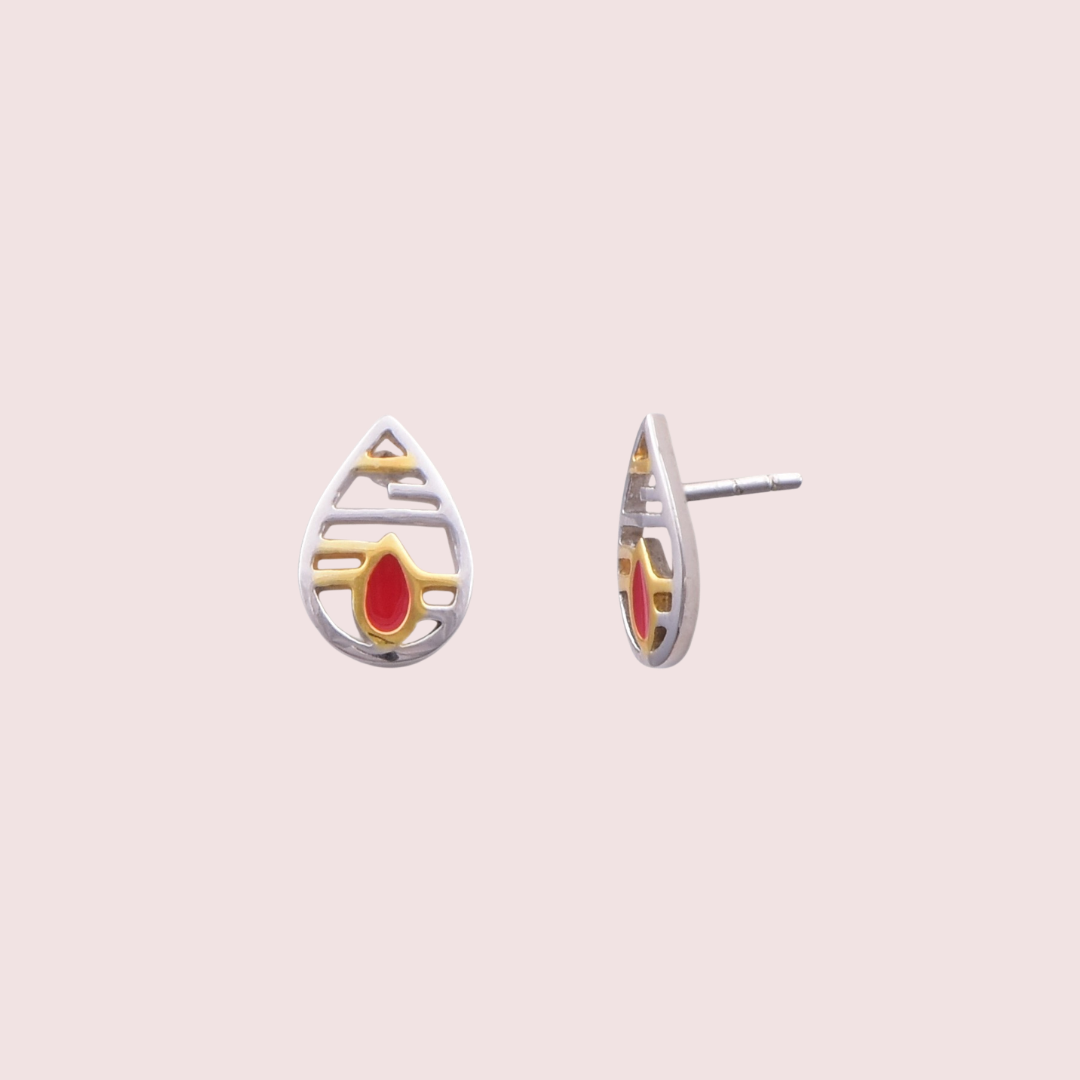 Silver and Gold Pear Shaped Earrings
