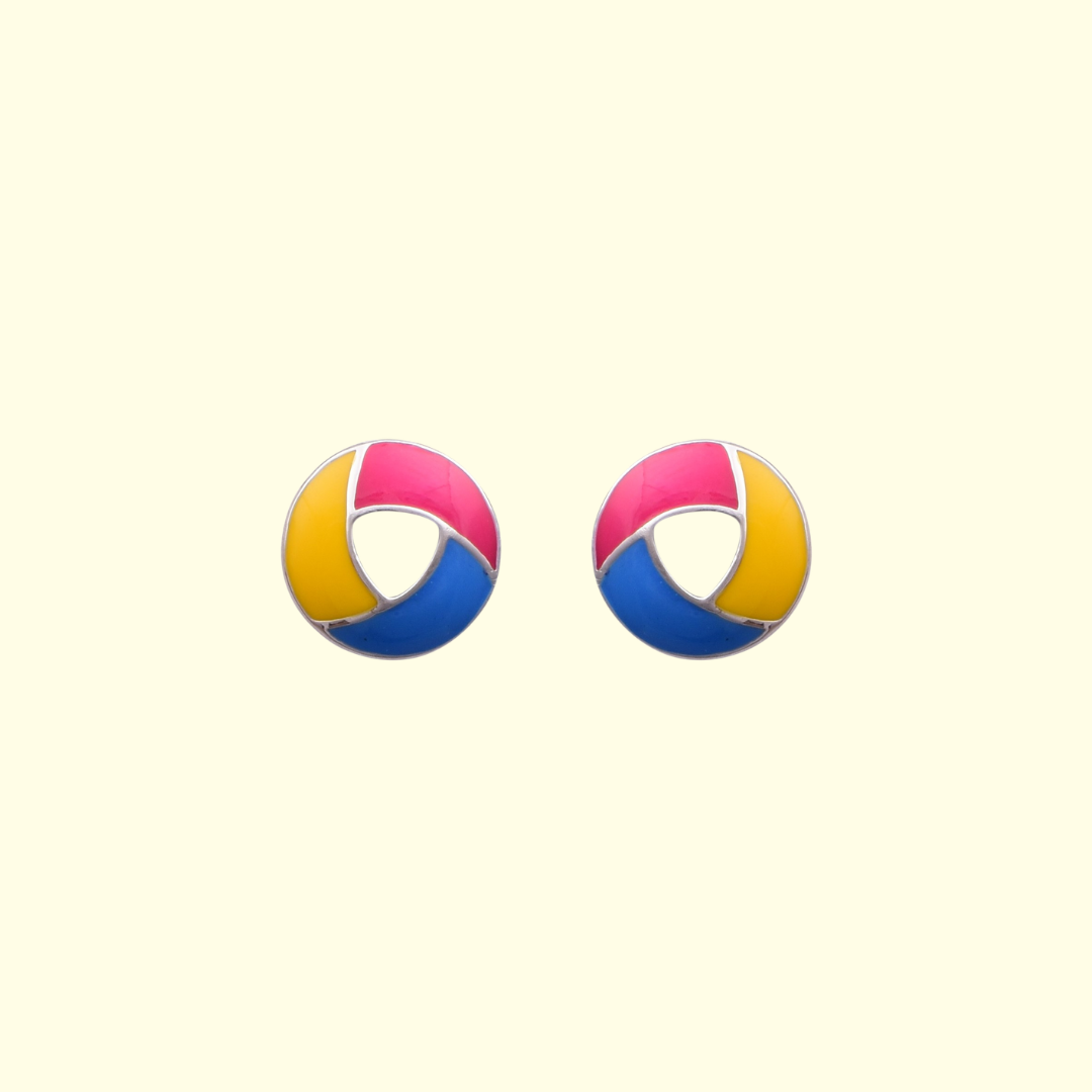Tri-Coloured Ring Earrings