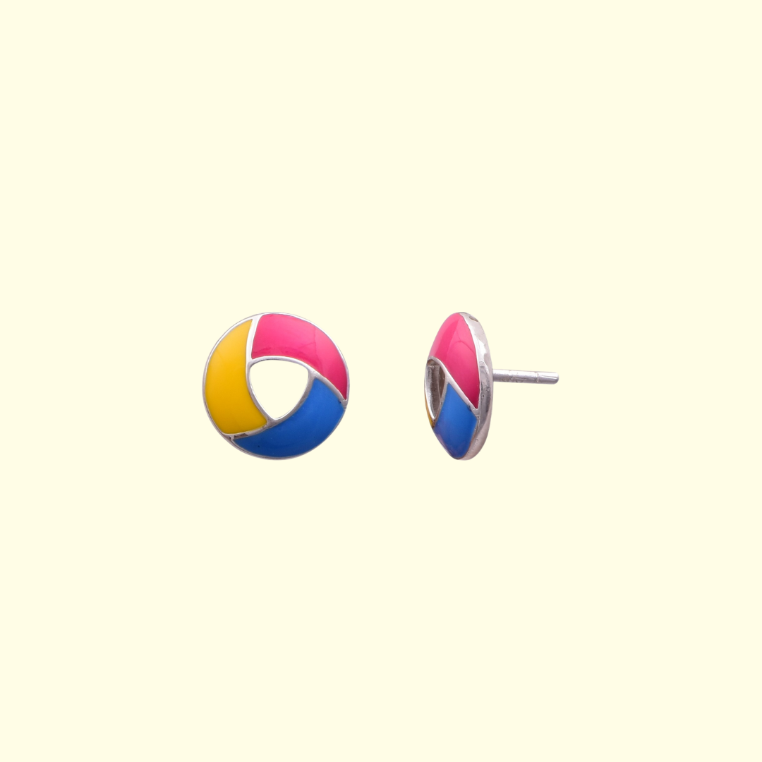 Tri-Coloured Ring Earrings
