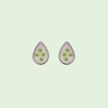 White and Green Pear Shaped Earrings