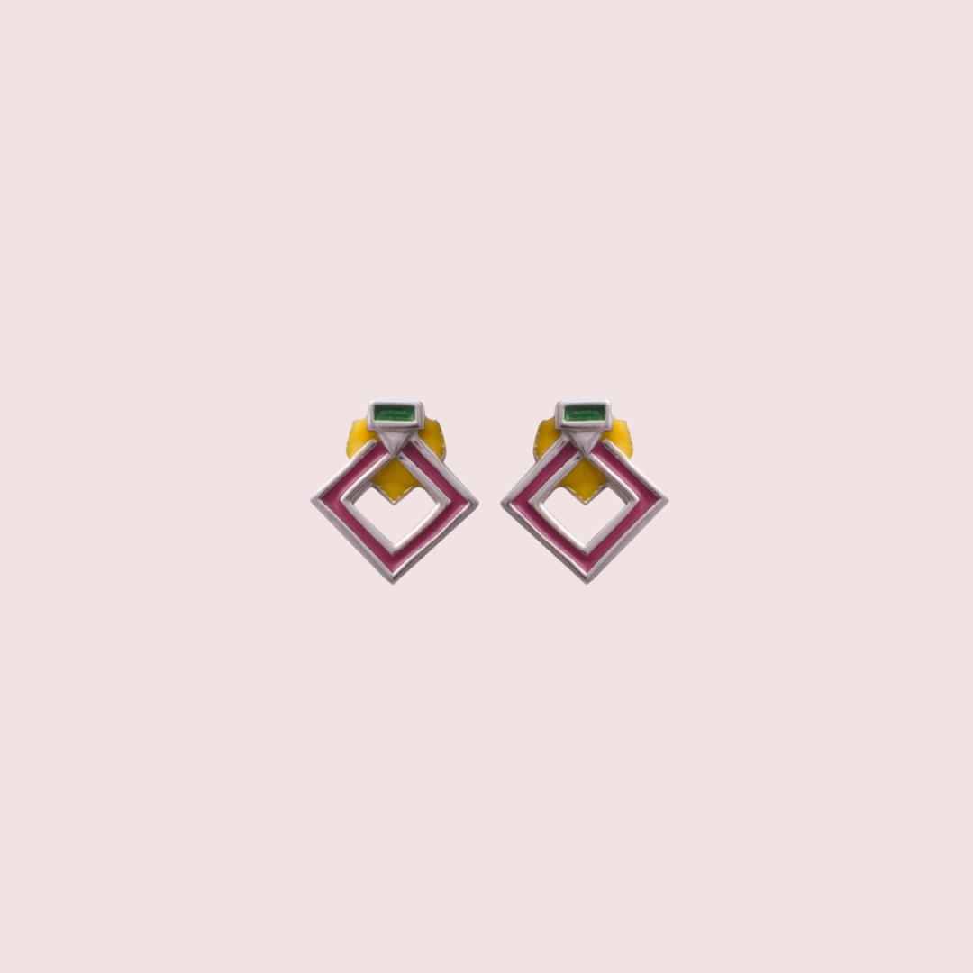 Multi Shaped Enamelled Earrings