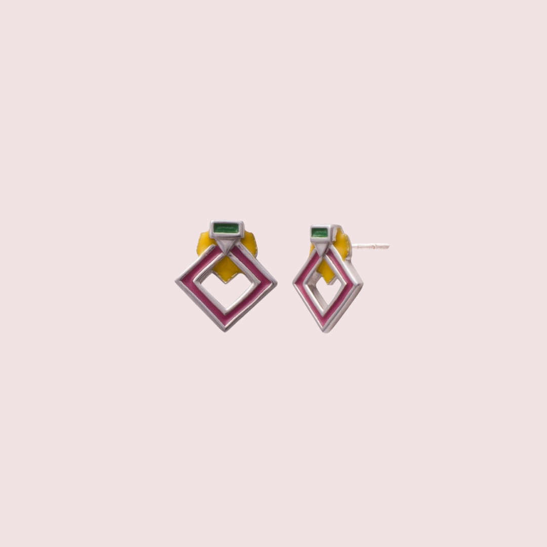 Multi Shaped Enamelled Earrings