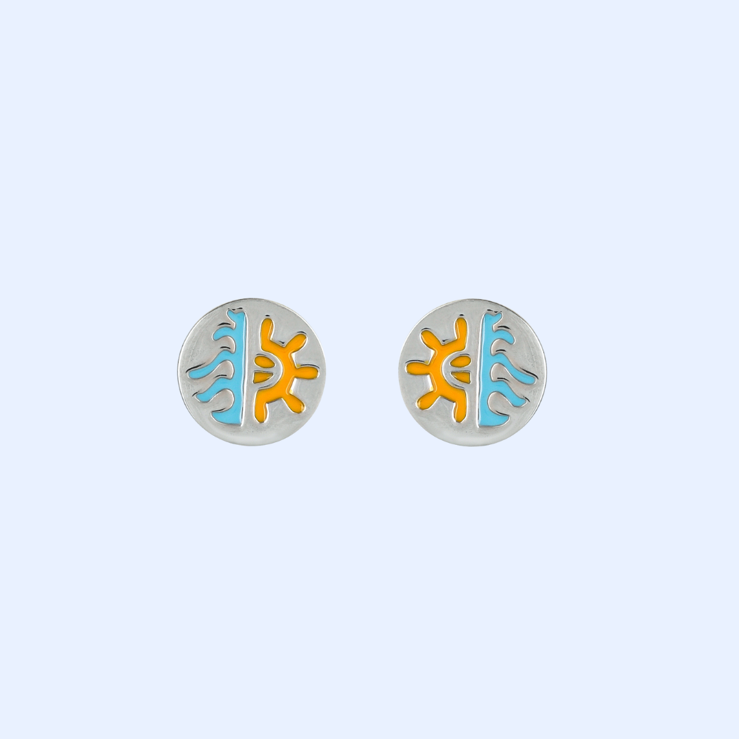 Fire and Ice Round Earrings