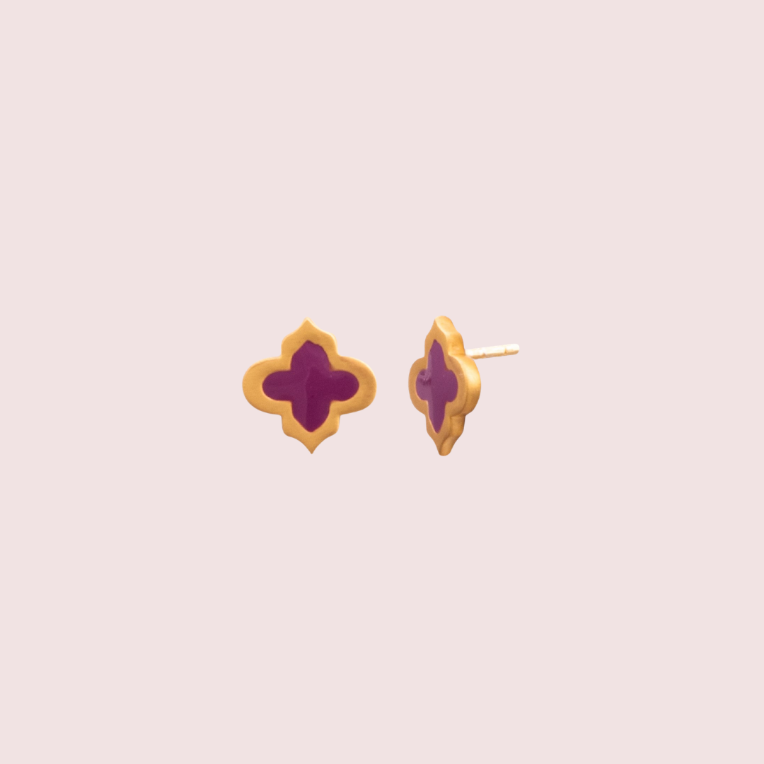 Violet and Gold Geometrical Earrings