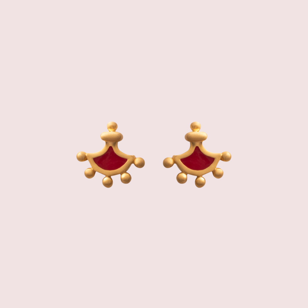 Red and Gold Geometrical Earrings