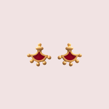 Red and Gold Geometrical Earrings