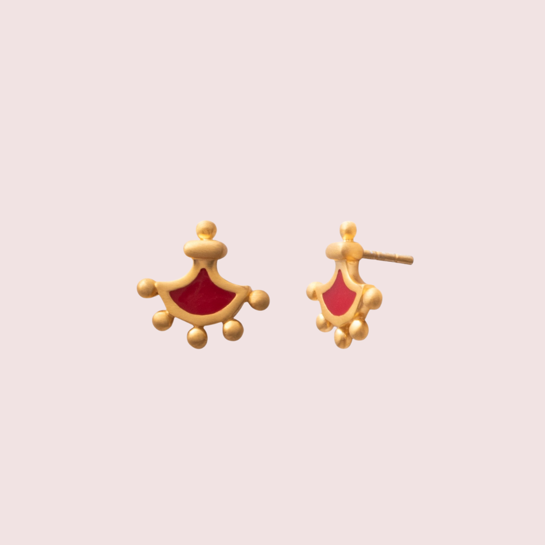 Red and Gold Geometrical Earrings
