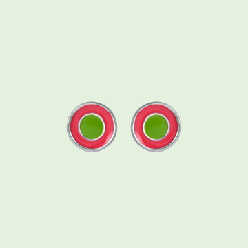 Green and Pink Round Earrings