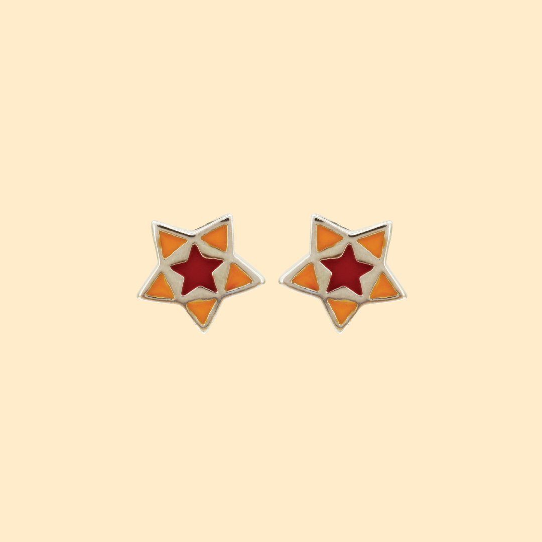 Red and Orange Star Earrings