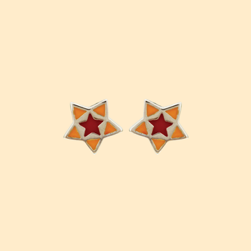 Red and Orange Star Earrings