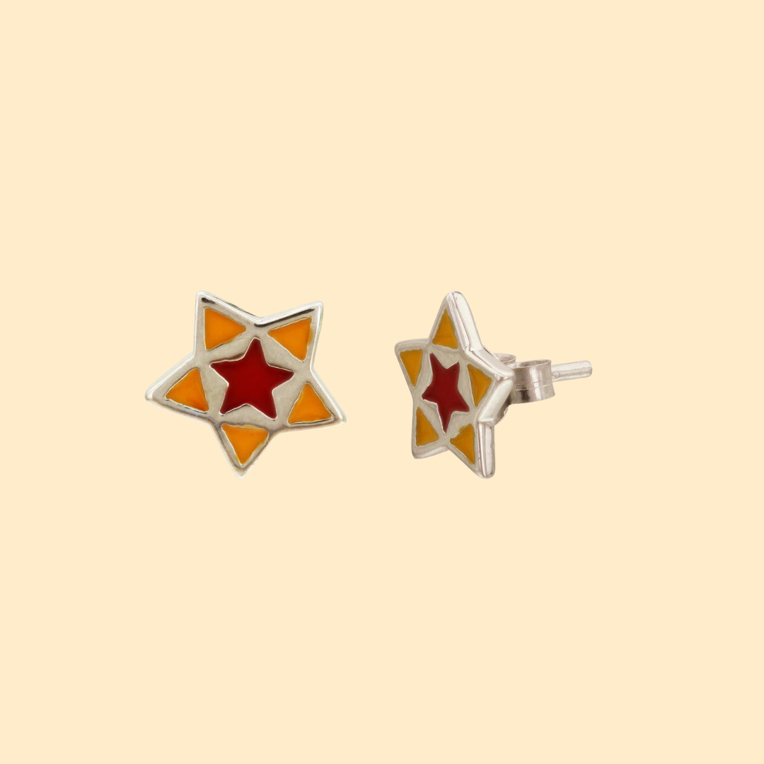Red and Orange Star Earrings