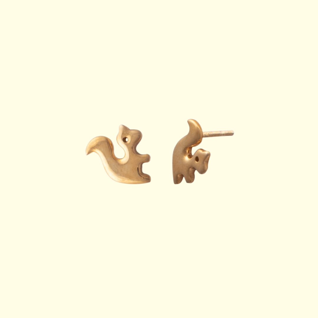 Gold Plated Squirrel Earrings