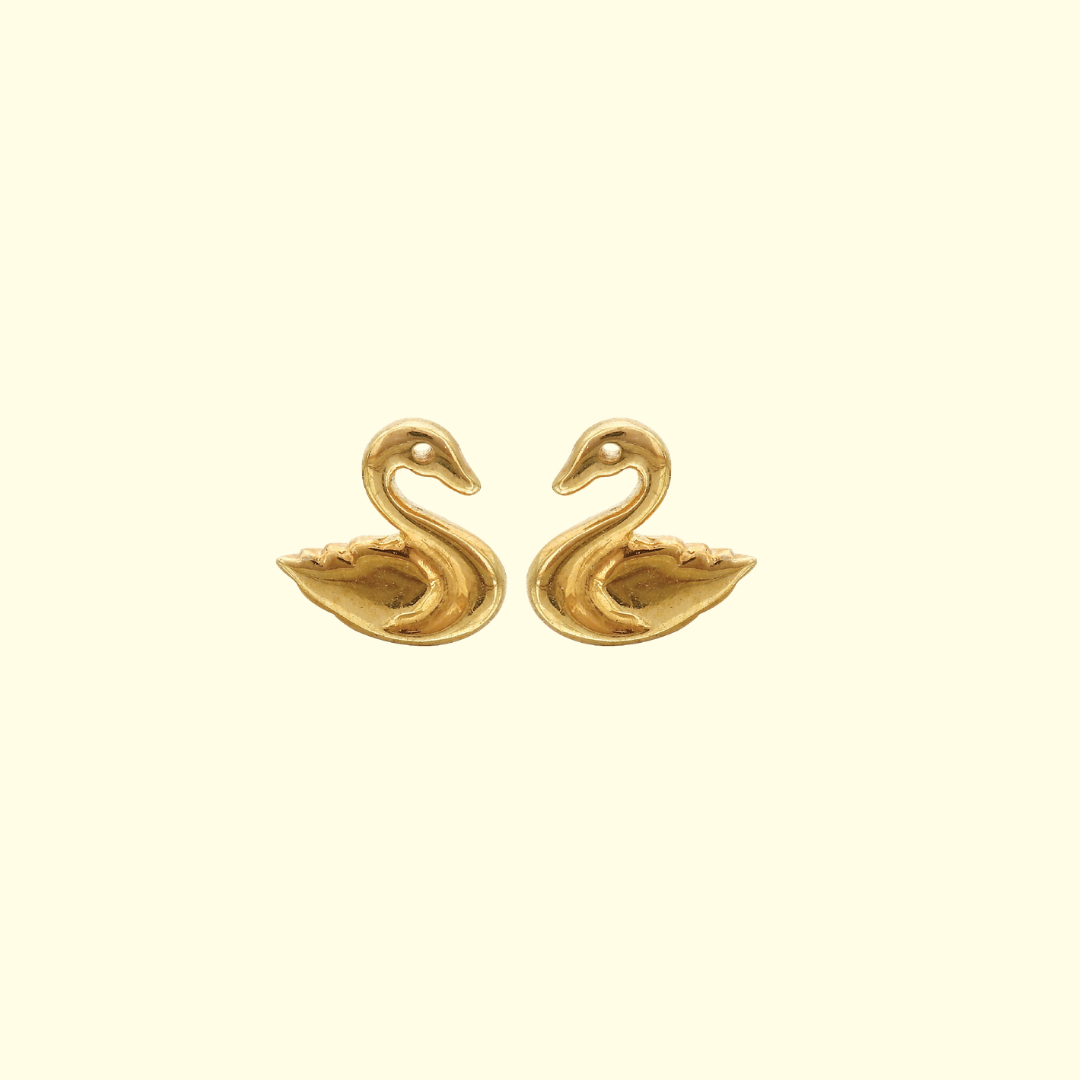 Gold Plated Swan Earrings