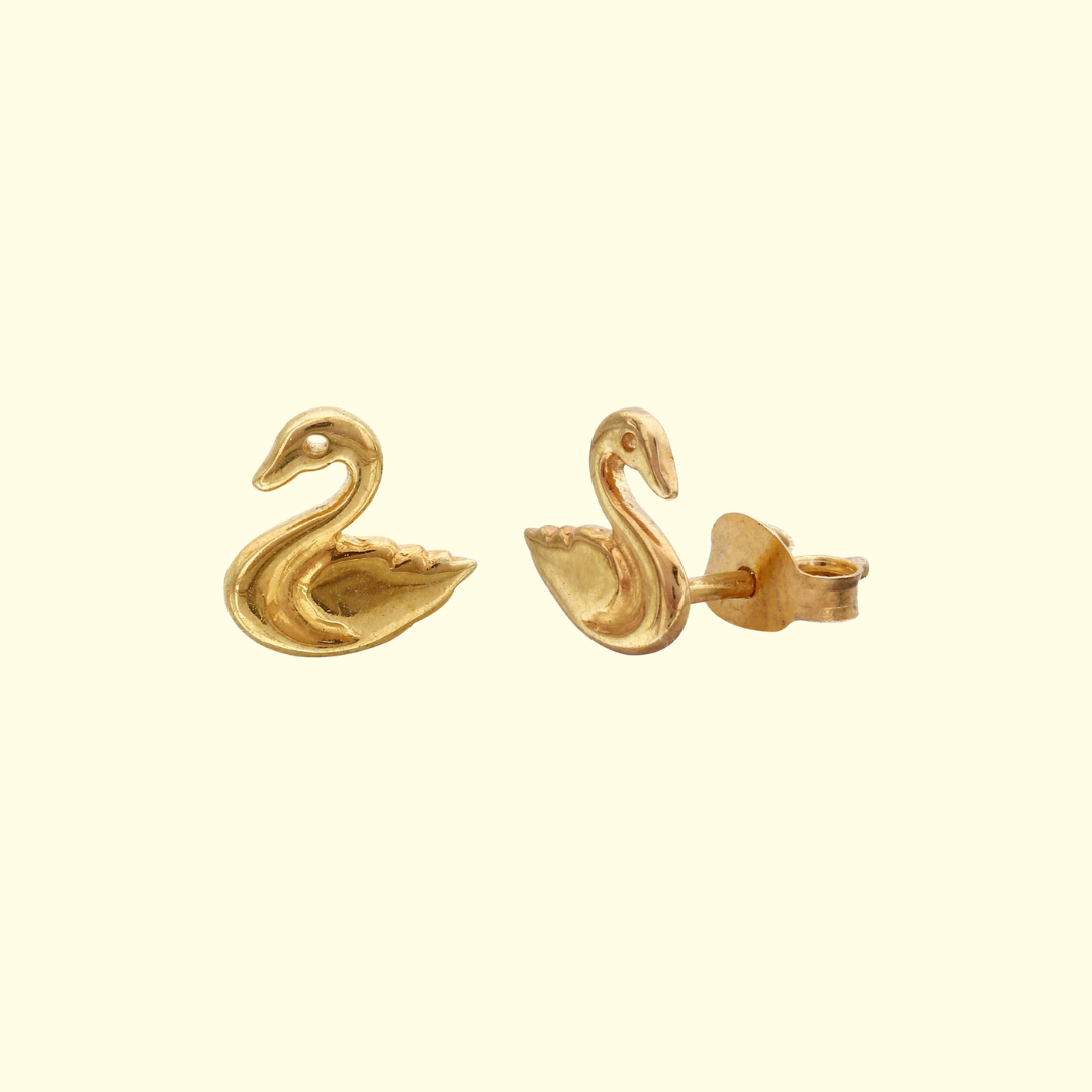 Gold Plated Swan Earrings