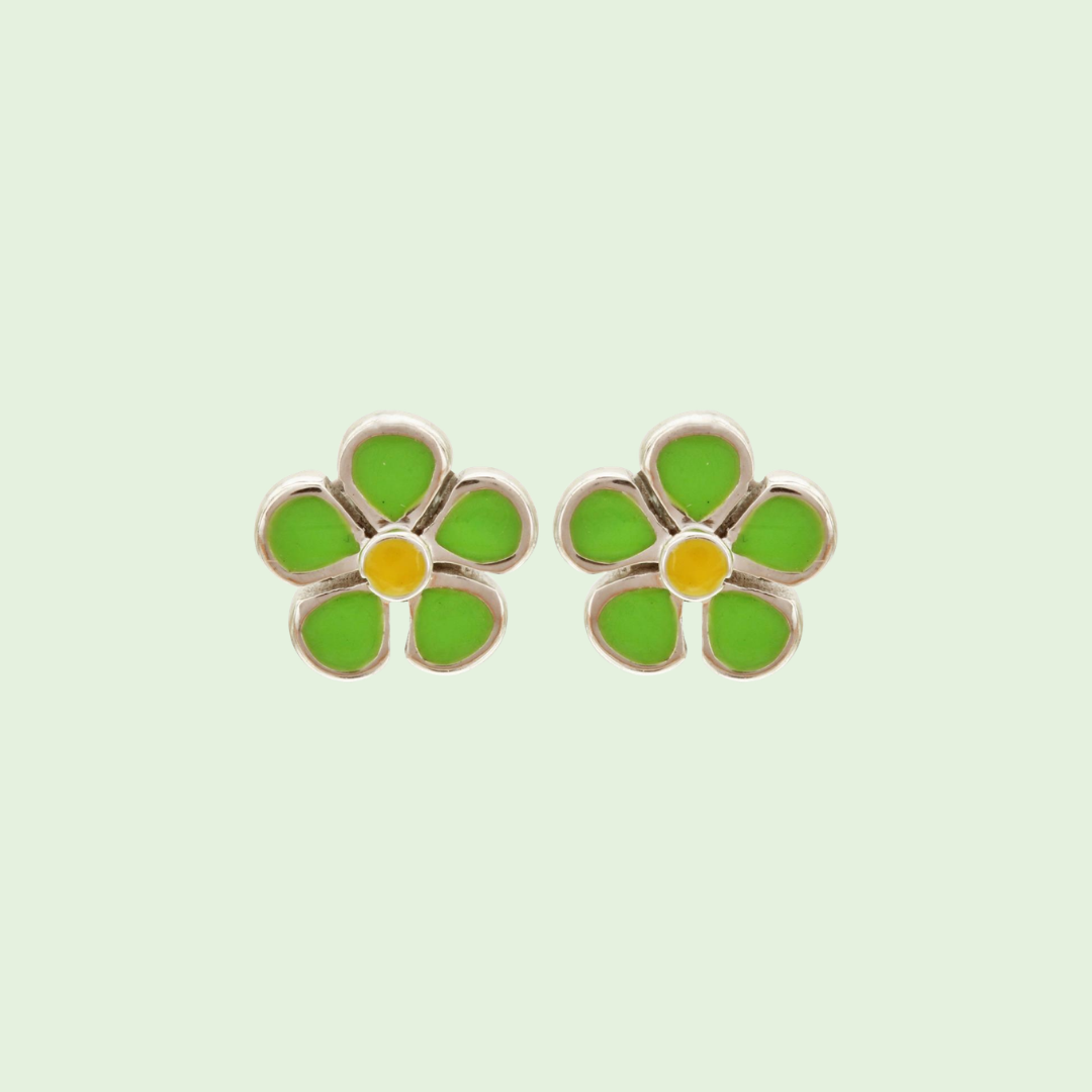 Green Flower Earrings