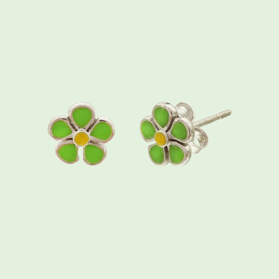 Green Flower Earrings