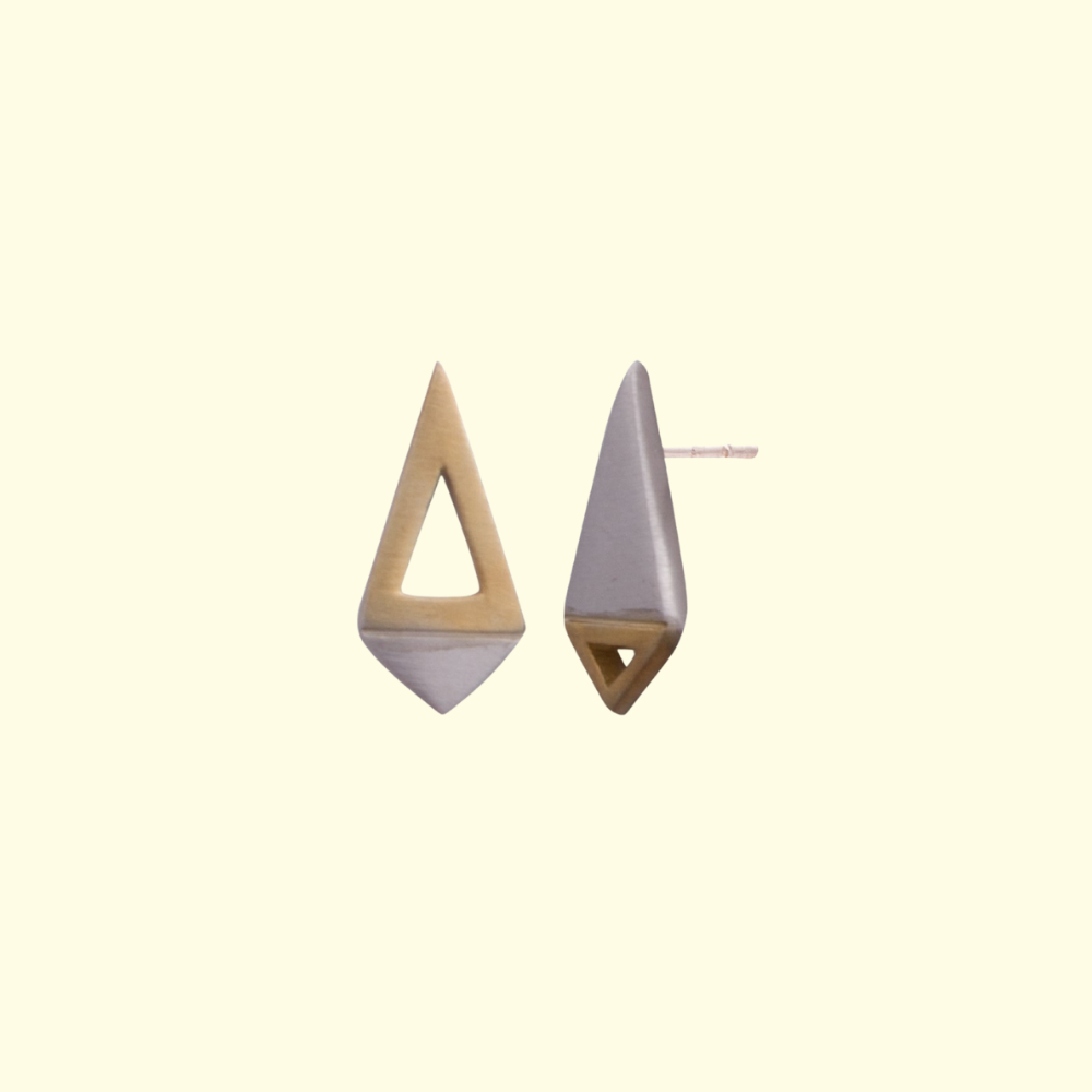 Silver & Gold Triangle Earrings