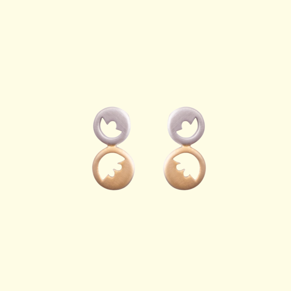 Gold and Silver Flower Cutout Earrings