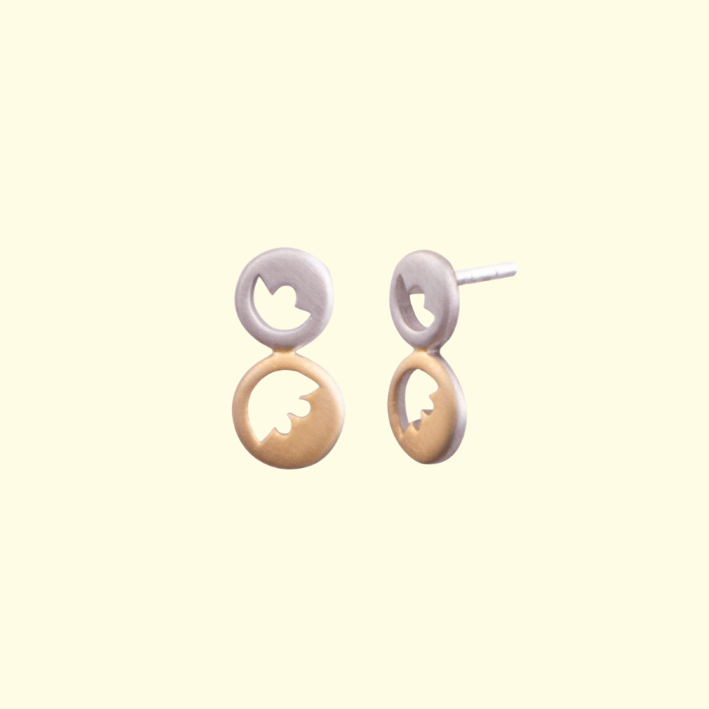 Gold and Silver Flower Cutout Earrings