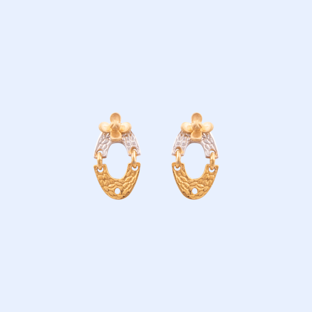 Gold and Silver Oval Earrings