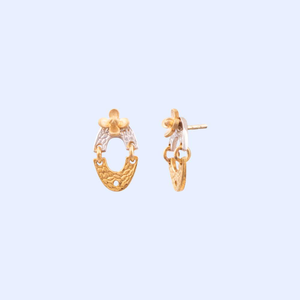 Gold and Silver Oval Earrings